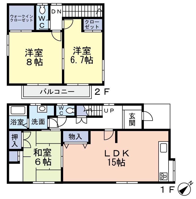 Floor plan. 18.9 million yen, 3LDK, Land area 131.69 sq m , It is a two-storey detached building area 91.09 sq m 3LDK. 