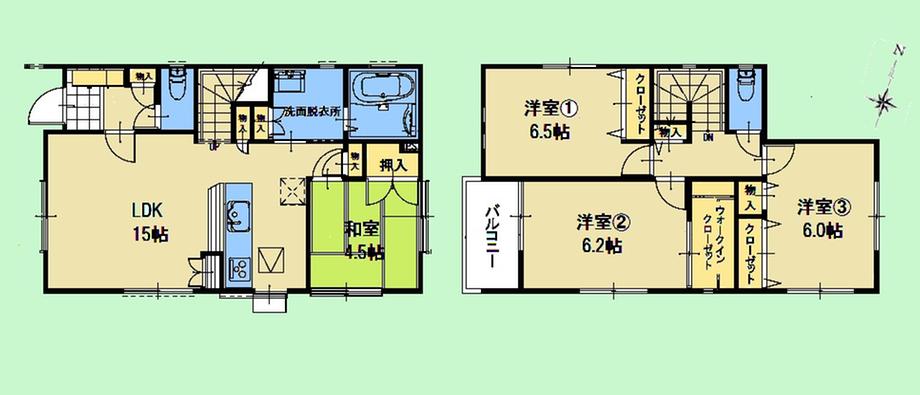 Floor plan. 31,100,000 yen, 4LDK, Land area 130.42 sq m , Building area 93.67 sq m Floor