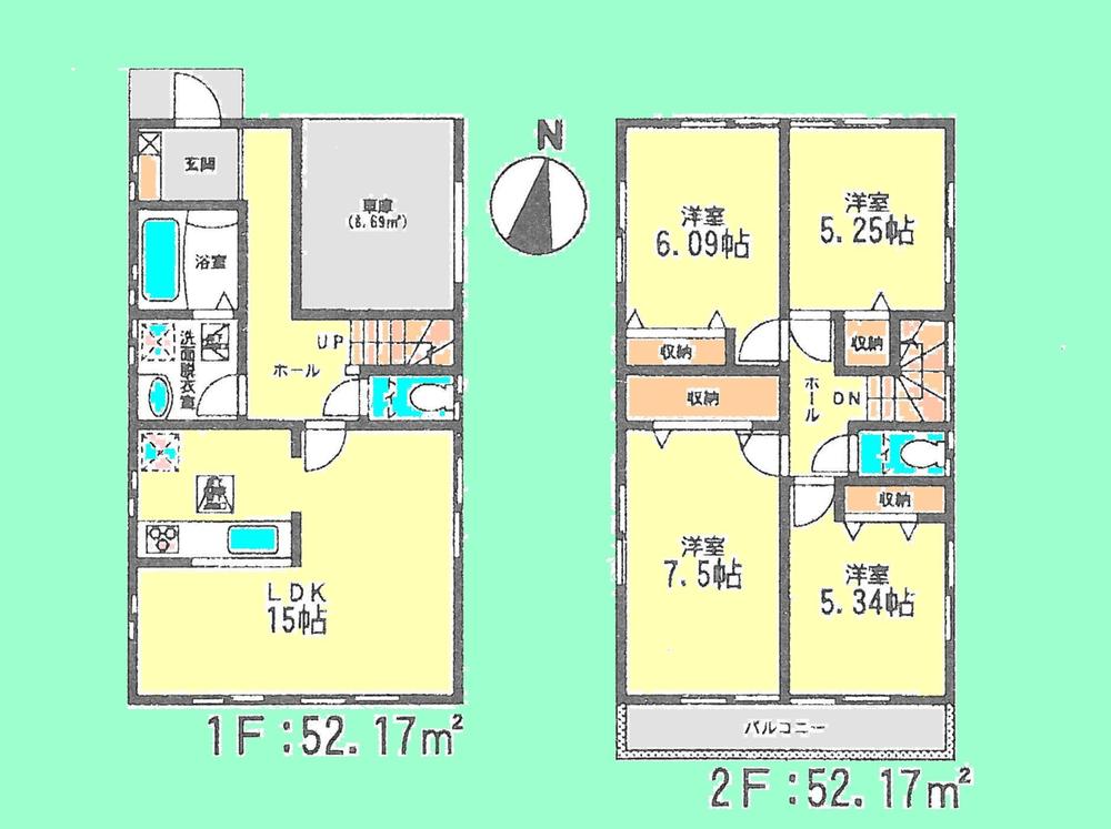 Floor plan. 28,480,000 yen, 4LDK, Land area 126.69 sq m , Building area 104.34 sq m floor plan