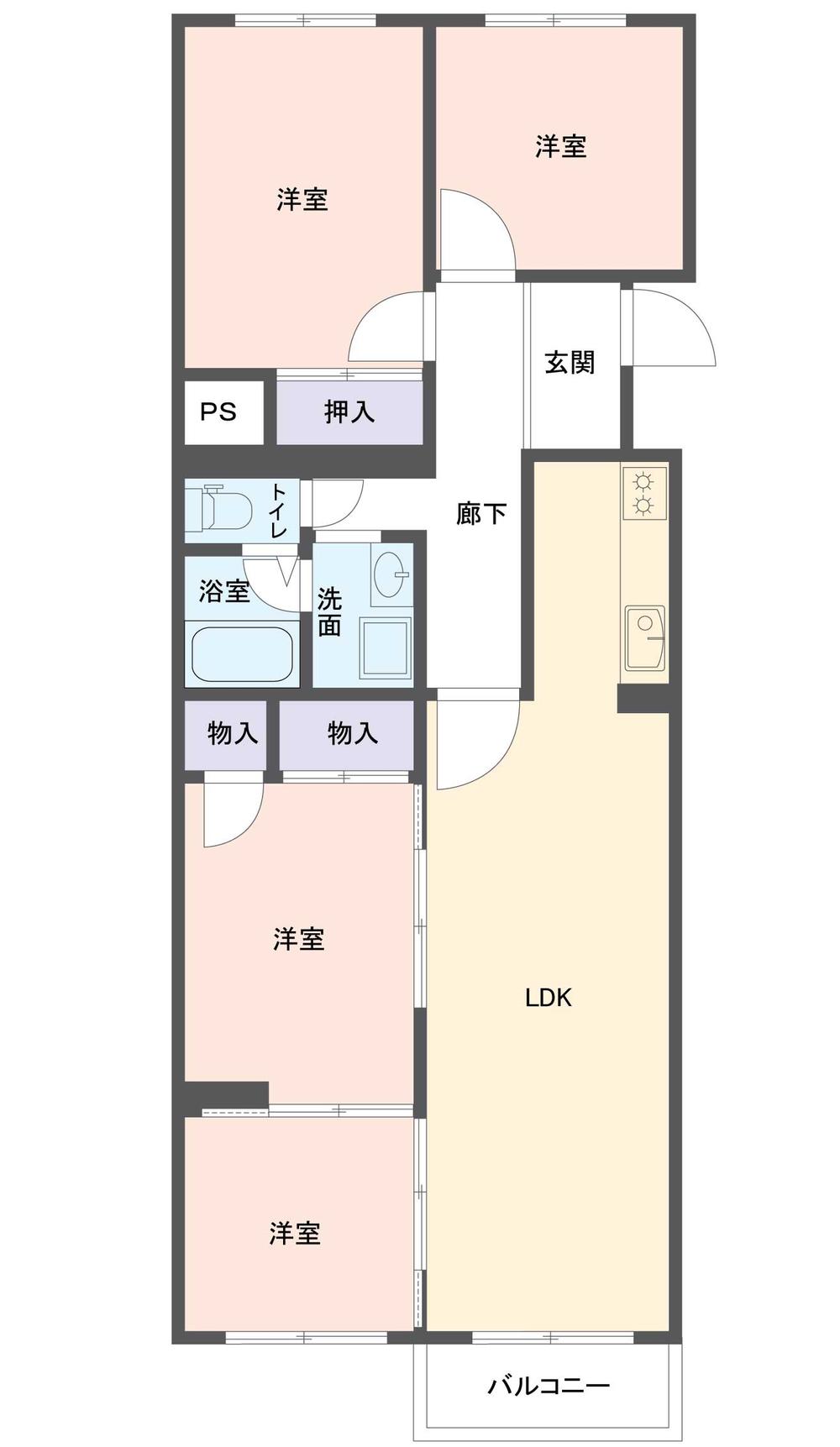 Floor plan. 4LDK, Price 11.9 million yen, Footprint 79.8 sq m , Balcony area 5.04 sq m