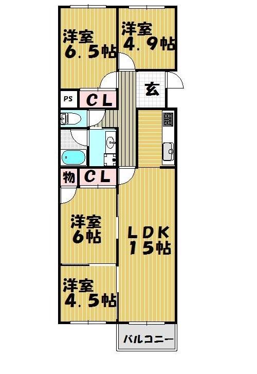 Floor plan. 4LDK, Price 11.9 million yen, Footprint 79.8 sq m , Balcony area 5.04 sq m
