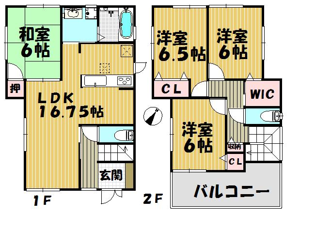 Floor plan. (1 Building), Price 30,800,000 yen, 4LDK, Land area 195.5 sq m , Building area 96.39 sq m