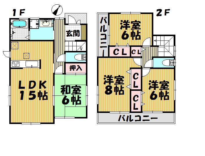Floor plan. (Building 2), Price 30,800,000 yen, 4LDK, Land area 178.67 sq m , Building area 98.01 sq m
