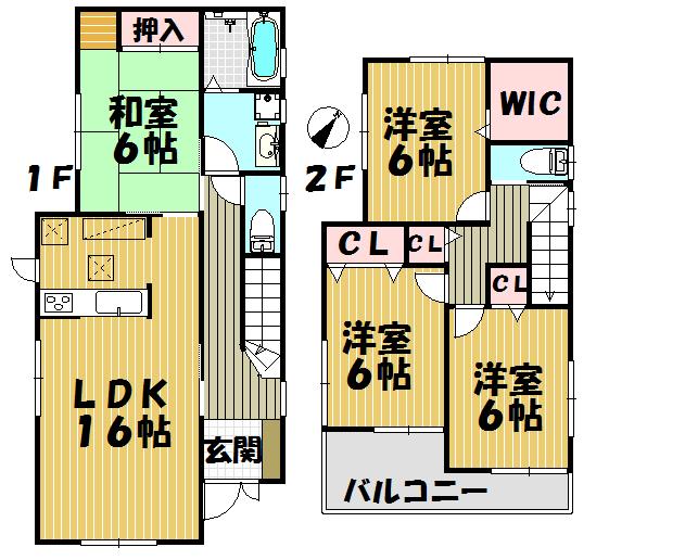 Floor plan. (3 Building), Price 31,800,000 yen, 4LDK, Land area 180.36 sq m , Building area 98.01 sq m