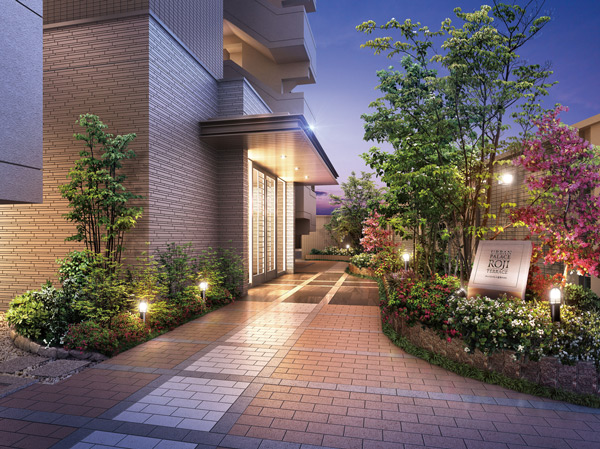 Buildings and facilities. Comfort the advanced equipment will bring. A sense of security to be protected by robust security. And, Bright living by will start rich corner dwelling unit and all houses facing south. (Entrance approach Rendering)