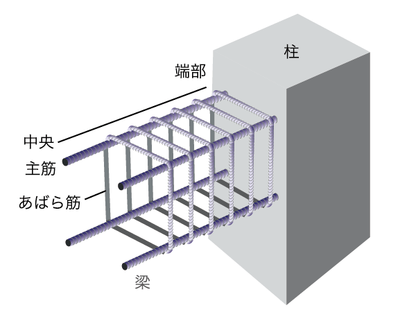 Building structure.  [Robust Reinforced Concrete] Columns and beams, And concrete pouring on the wall to set the amount of water added to the amount of cement to 55% or less, Reduce shrinkage of concrete. Enhancing the durability of the building, It has become more robust building. (Conceptual diagram)