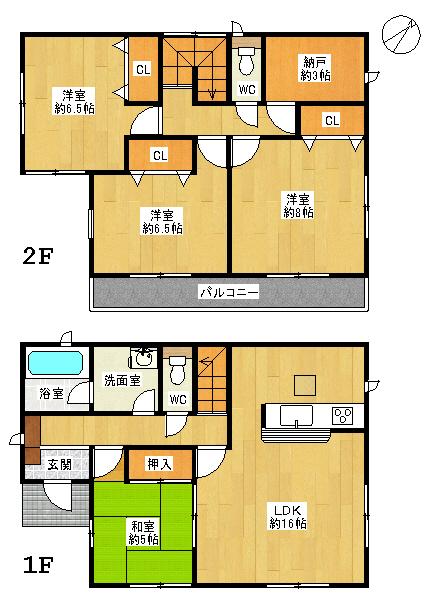 Floor plan. 35,900,000 yen, 4LDK + S (storeroom), Land area 166.59 sq m , Building area 103.68 sq m 4LDK Southeast balcony