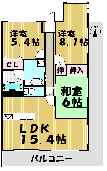 Floor plan. 3LDK, Price 17.5 million yen, Occupied area 74.08 sq m , Balcony area 17.44 sq m