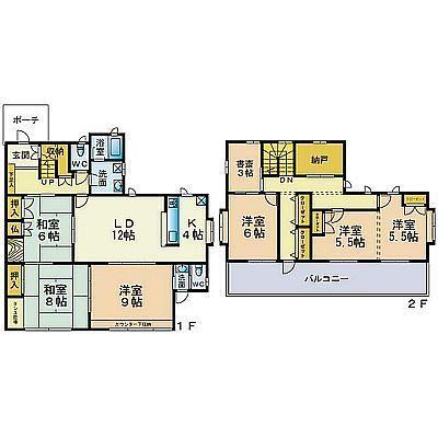 Floor plan. 28.8 million yen, 6LDK + S (storeroom), Land area 194.96 sq m , Building area 150.13 sq m
