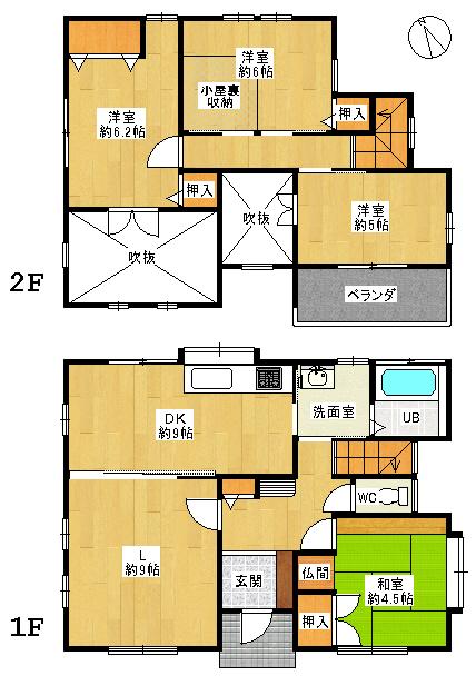Floor plan. 24,990,000 yen, 4LDK, Land area 175.47 sq m , Building area 94.23 sq m 4LDK + attic storage