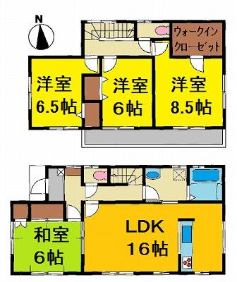 Floor plan. 24,980,000 yen, 4LDK, Land area 144.61 sq m , Building area 105.99 sq m