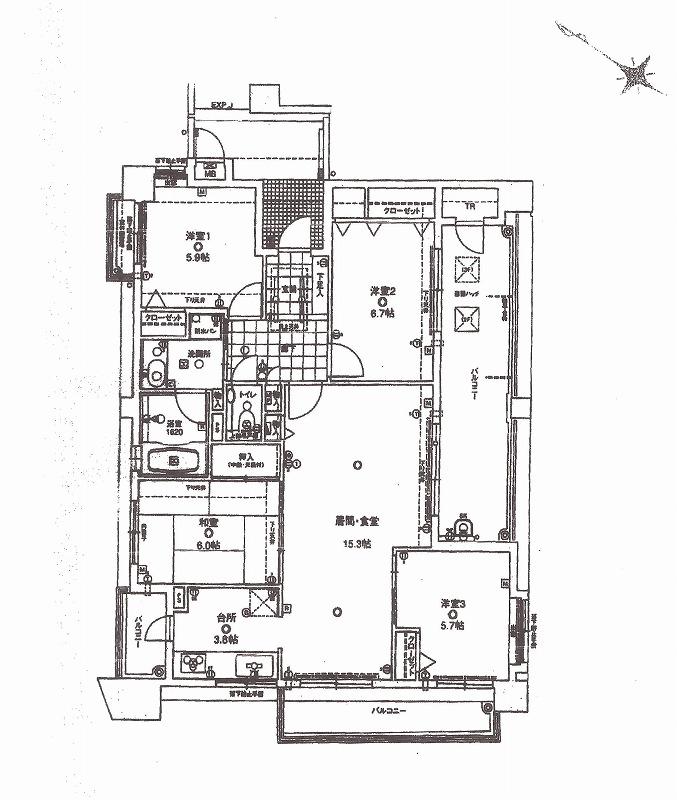 Floor plan. 4LDK, Price 32,800,000 yen, Footprint 94.8 sq m , Balcony area 26.17 sq m 2 surface is bright Floor balcony (^_^) / ~ The balcony also equipped with a trunk room (^_^) / ~