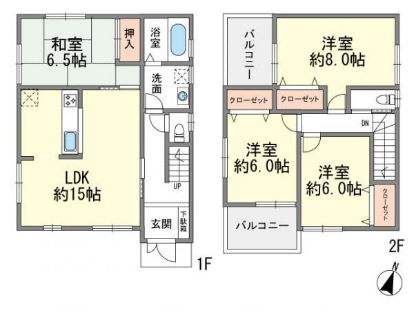 Floor plan. 32,800,000 yen, 4LDK, Land area 126.98 sq m , Building area 94.77 sq m