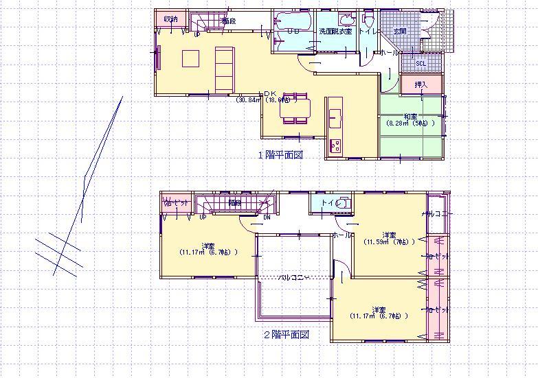 Floor plan. 29,800,000 yen, 4LDK, Land area 174.89 sq m , Building area 112.84 sq m total 29.8 million (4LDK) building 112.84 sq m