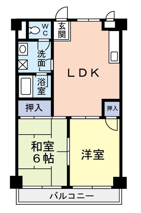 Floor plan. 2LDK, Price 7.5 million yen, Occupied area 46.33 sq m , It is no easy-to-use floor plans of the balcony area 8 sq m wasted space