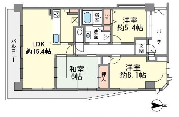 Floor plan. 3LDK, Price 17.5 million yen, Occupied area 74.08 sq m , Balcony area 17.44 sq m