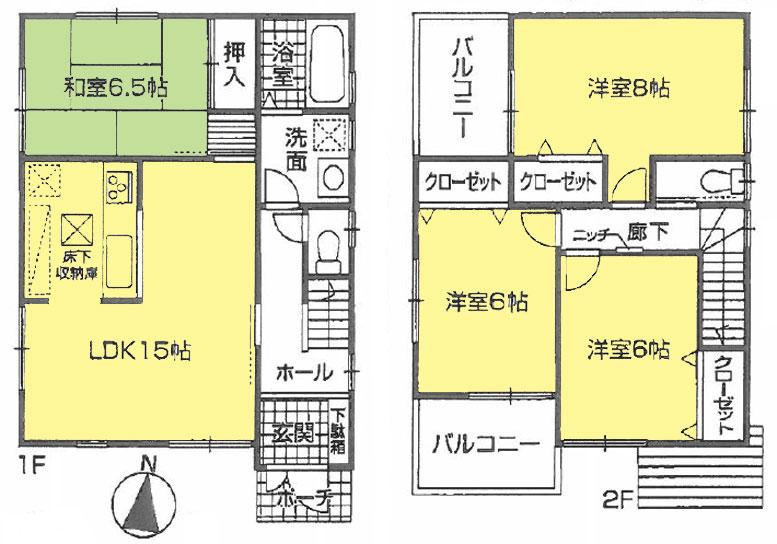 Floor plan. 32,800,000 yen, 4LDK, Land area 126.98 sq m , Building area 94.77 sq m 4LDK (solar power generation system)