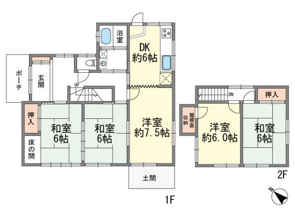 Floor plan. 12.5 million yen, 5DK, Land area 152.41 sq m , Building area 89.45 sq m
