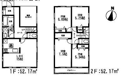Floor plan. 28,480,000 yen, 4LDK, Land area 126.69 sq m , Building area 104.34 sq m   ☆ 4LDK Parking two ☆