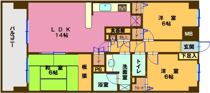Floor plan. 3LDK, Price 15.8 million yen, Footprint 72 sq m , Balcony area 9 sq m floor plan, but it has colored to make it easier to understand, We are also prepared detailed drawings during the sale. Please tell us.
