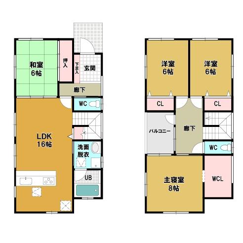Floor plan. (A Building), Price 28,950,000 yen, 4LDK, Land area 132.34 sq m , Building area 109.3 sq m