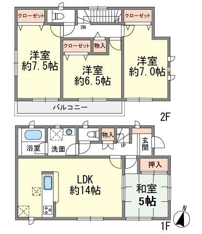 Floor plan. 23.8 million yen, 4LDK, Land area 109.23 sq m , Building area 93.96 sq m