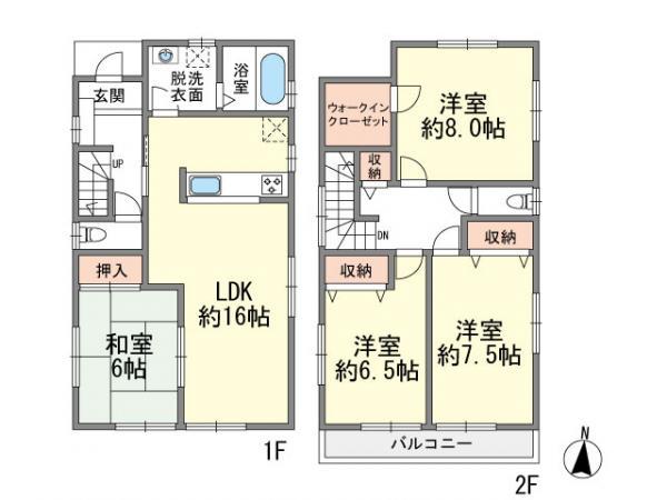 Floor plan. 29,480,000 yen, 4LDK, Land area 126.02 sq m , Building area 105.98 sq m