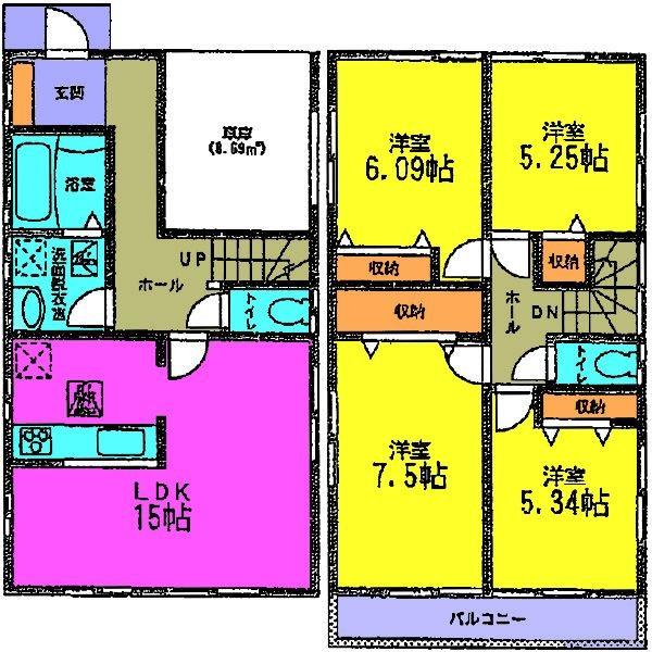Floor plan. 28,480,000 yen, 4LDK, Land area 126.69 sq m , Building area 104.34 sq m