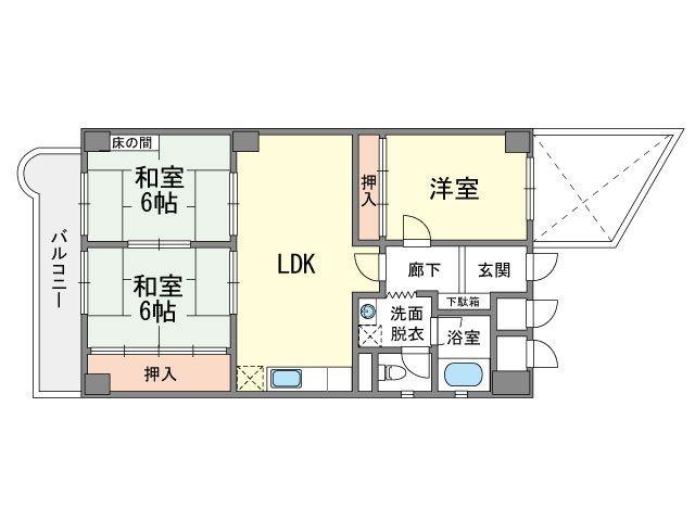 Floor plan. 3LDK, Price 8.8 million yen, Occupied area 66.55 sq m , Balcony area 7.45 sq m