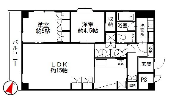 Floor plan. 2LDK, Price 16.8 million yen, Occupied area 68.04 sq m , Balcony area 6.3 sq m