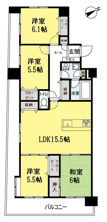 Floor plan. 4LDK, Price 21,800,000 yen, Occupied area 86.25 sq m , Balcony area 24.82 sq m 4LDK