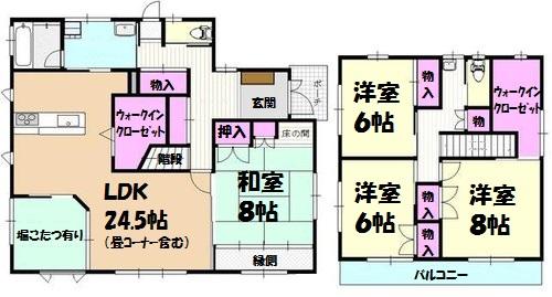 Floor plan. 69,800,000 yen, 4LDK + S (storeroom), Land area 548 sq m , Building area 153.63 sq m