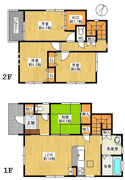 Floor plan. 31,600,000 yen, 4LDK, Land area 135.87 sq m , Building area 94.8 sq m 4LDK Southwest balcony