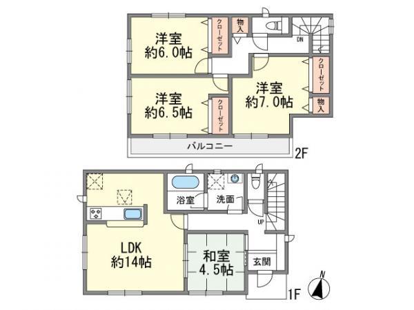 Floor plan. 20.8 million yen, 4LDK, Land area 110.36 sq m , Building area 93.96 sq m
