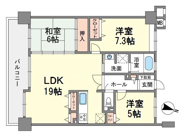 Floor plan. 3LDK, Price 17.5 million yen, Occupied area 80.63 sq m , Balcony area 11.74 sq m