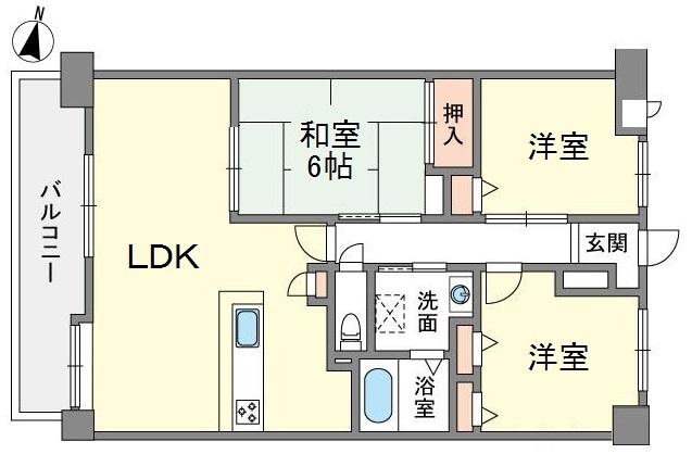 Floor plan. 3LDK, Price 10 million yen, Footprint 67.6 sq m , This sideways living room balcony area 9.75 sq m usability is a well popular.