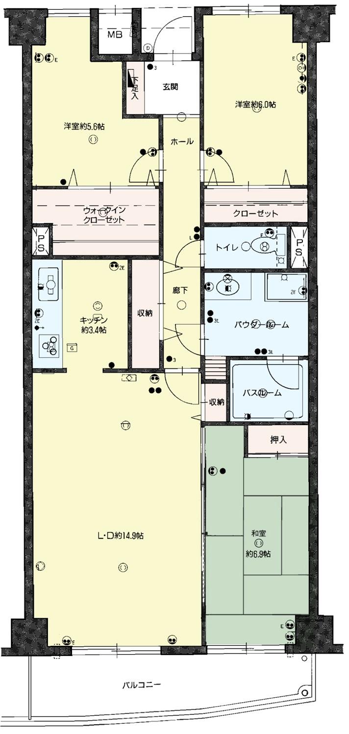 Floor plan. 3LDK, Price 11.5 million yen, Occupied area 86.85 sq m , It has a balcony area 8.58 sq m walk-in closet.
