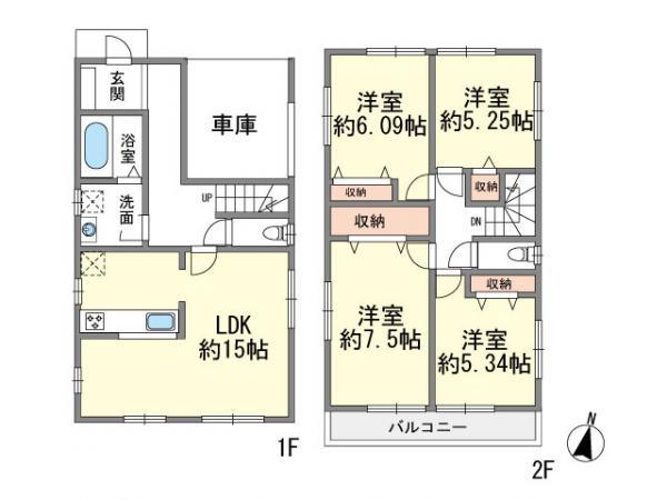 Floor plan. 28,480,000 yen, 4LDK, Land area 126.69 sq m , Building area 104.34 sq m
