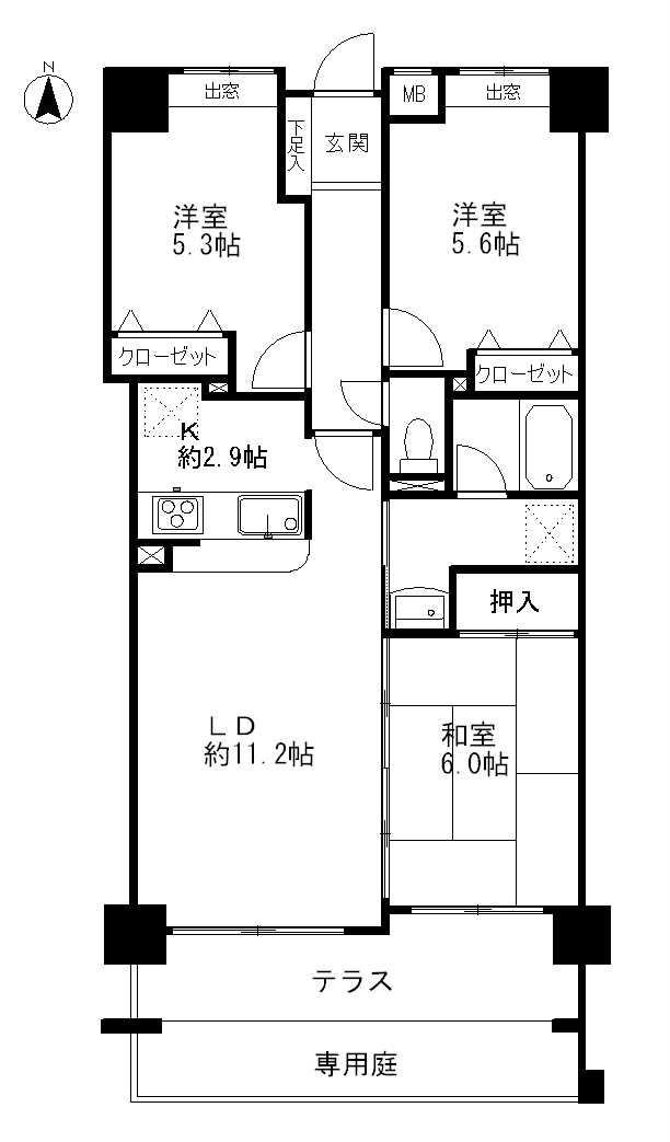 Floor plan. 3LDK, Price 13,900,000 yen, Occupied area 66.26 sq m , Balcony area 8.01 sq m