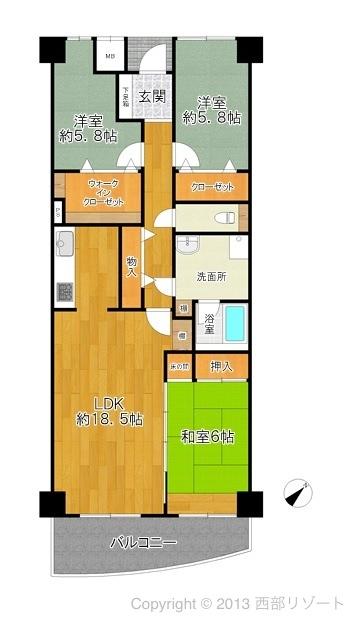 Floor plan. 3LDK, Price 12.9 million yen, Occupied area 86.85 sq m , Balcony area 8.26 sq m (11 May 2013) created