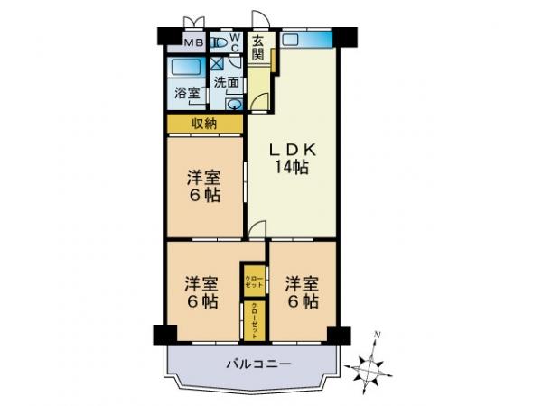 Floor plan. 3LDK, Price 12.9 million yen, Footprint 69 sq m , Balcony area 9 sq m 2013 05 May, Renovated is.