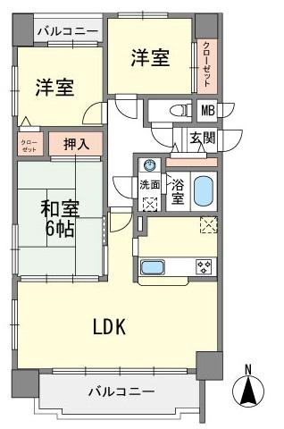Floor plan. 3LDK, Price 10.8 million yen, Occupied area 68.38 sq m , Balcony area 9.14 sq m