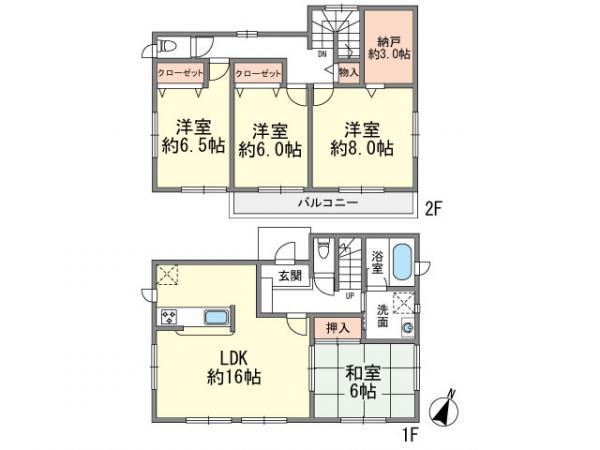 Floor plan. 33,900,000 yen, 4LDK+S, Land area 166.71 sq m , Building area 103.68 sq m