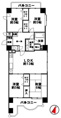 Floor plan. 4LDK, Price 12.8 million yen, Occupied area 82.35 sq m , Balcony area 16.18 sq m