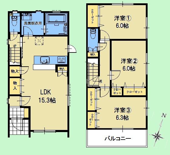 Floor plan. 22,900,000 yen, 3LDK, Land area 142.02 sq m , Building area 84.33 sq m