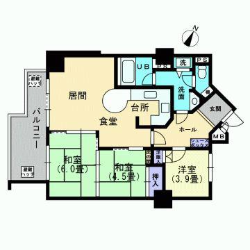 Floor plan. 3LDK, Price 13.5 million yen, Occupied area 66.08 sq m , Is a floor plan of the balcony area 9.68 sq m 3LDK