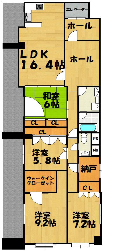 Floor plan. 4LDK + S (storeroom), Price 32.7 million yen, Footprint 130.49 sq m , Balcony area 22.08 sq m