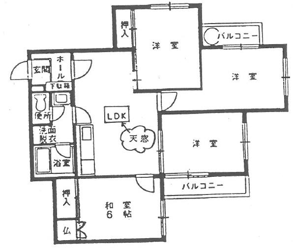 Floor plan. 4LDK, Price 8.9 million yen, Occupied area 72.51 sq m , Balcony area 6.3 sq m