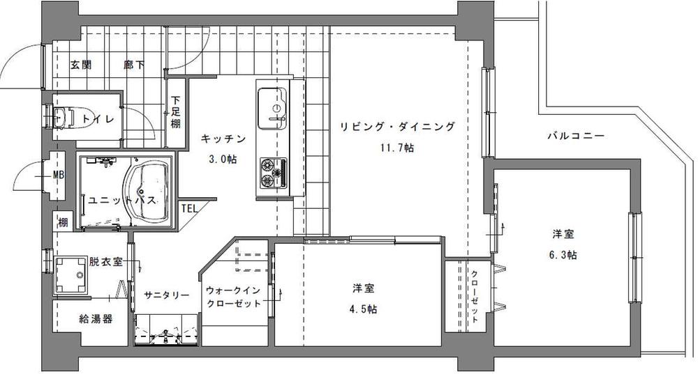 Floor plan. 2LDK + S (storeroom), Price 14.8 million yen, Occupied area 64.62 sq m , Balcony area 9.79 sq m