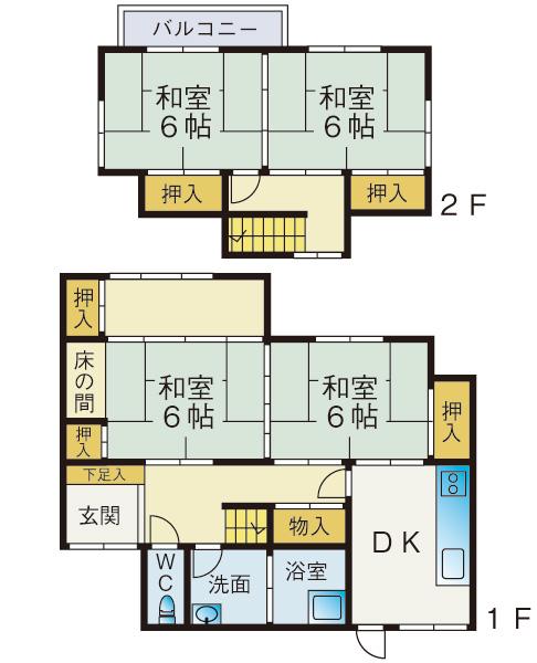 Floor plan. 15 million yen, 4DK, Land area 152.91 sq m , Building area 96.13 sq m
